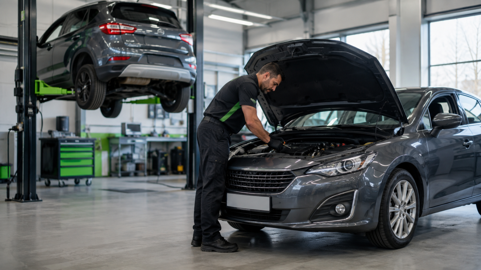 General automotive repair in an automotive workshop