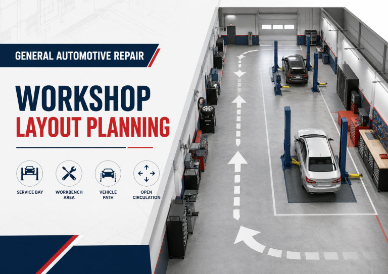 General automotive repair workshop layout planning