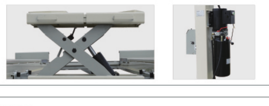 TJST-6835-5T four-post lift secondary jack and control detail views