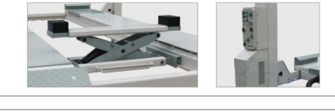 TJST-6835A four-post lift secondary jack and control detail views