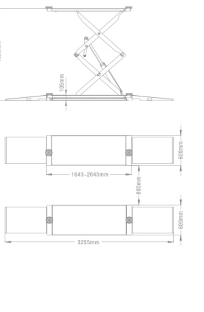 TJST-7330 scissor lift dimensional drawing
