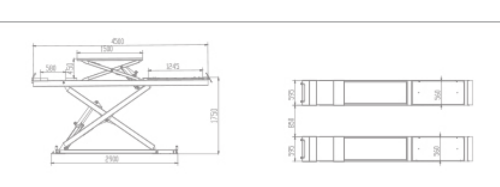 TJST-8235-5T wheel alignment lift dimensional drawing
