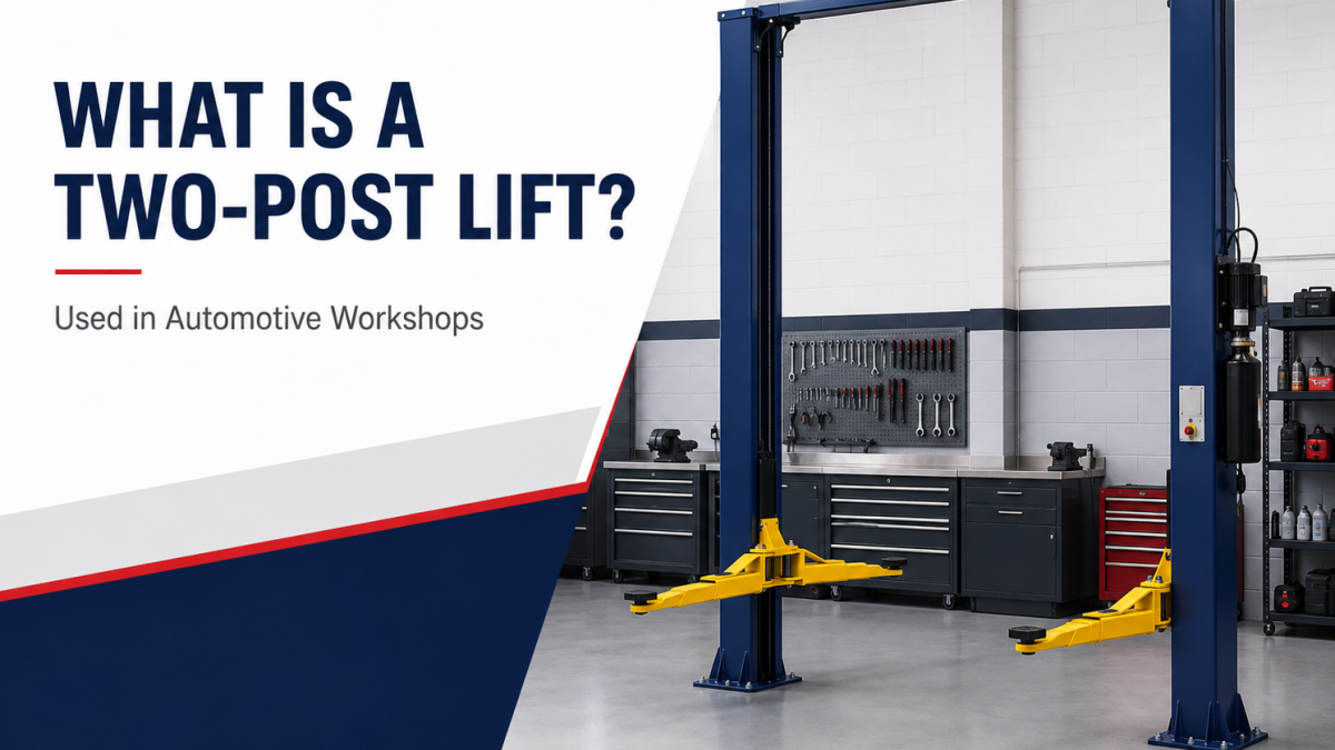 What is a two-post lift used in automotive workshops