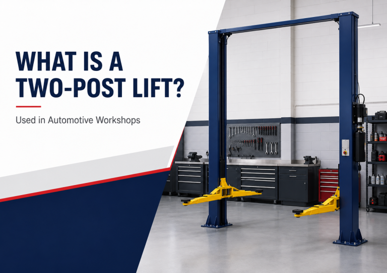 What is a two-post lift used in automotive workshops